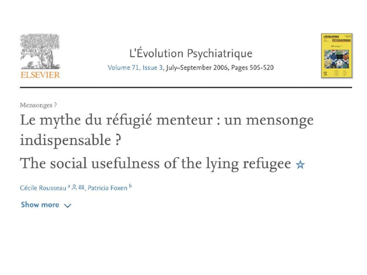 Le Mythe du réfugié menteur par Cécile Rousseau & Patricia&nbsp;Foxen